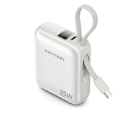 Vention Powerbank 10000mAh 35W PD z wbudowanym kablem USB-C beżowy - 1543387 - zdjęcie 1